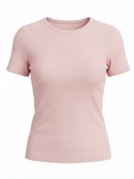a new day Tops - a new day Pale Blush Pink Ribbed Short Sleeve Tee T Shirt